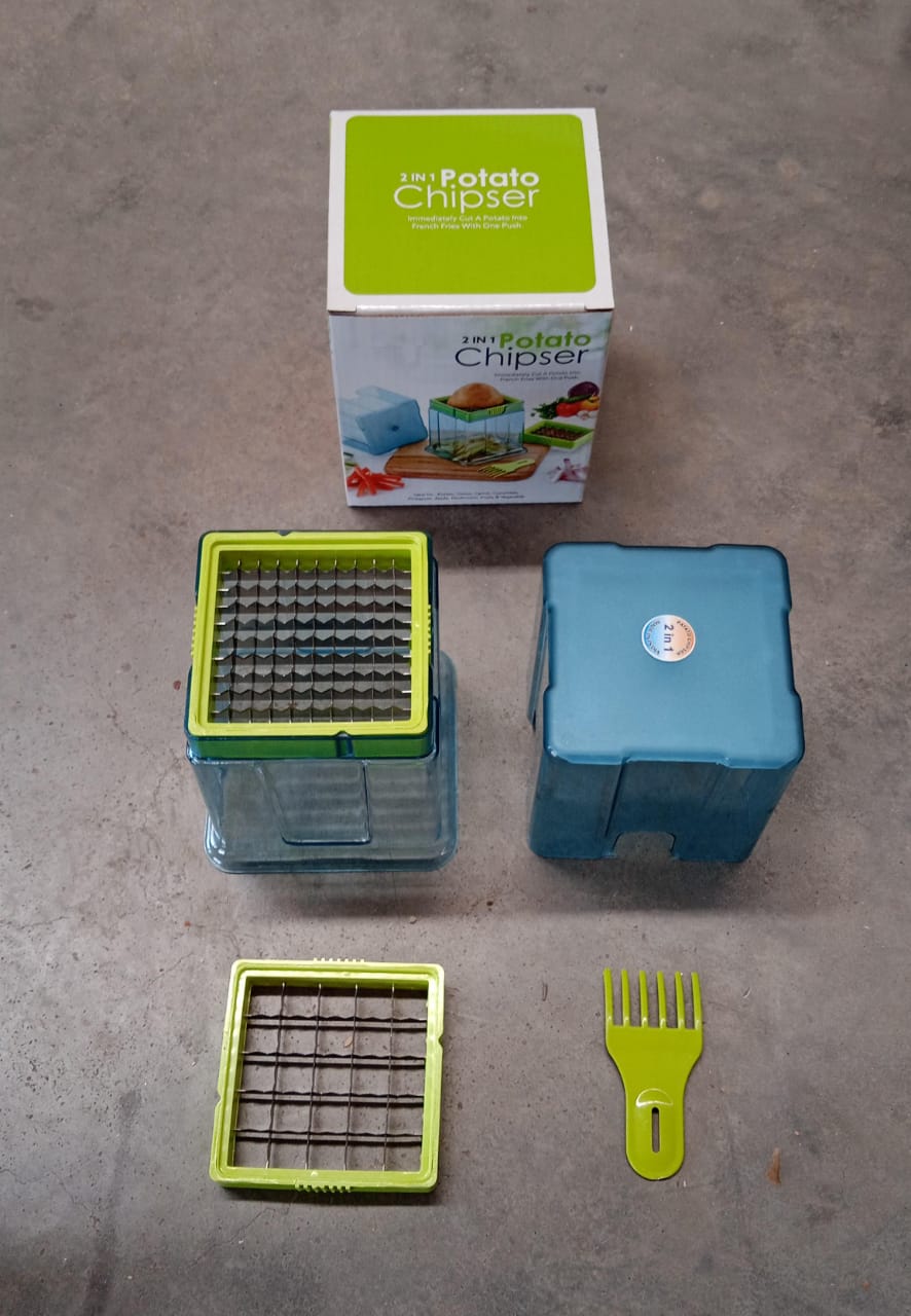 2-in-1 Potato Chipper & Slicer – French Fries Maker with Two-Blade Cutter (1 Pc) 2-in-1 Potato Chipper & Slicer – French Fries Maker with Two-Blade Cutter (1 Pc)